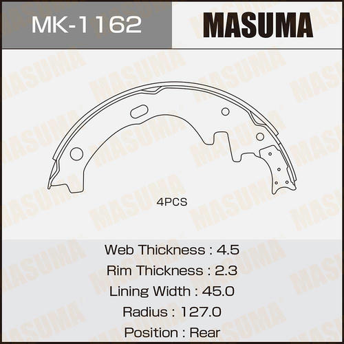 Колодки тормозные барабанные Masuma, MK-1162