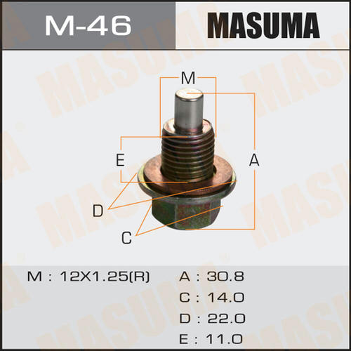 Болт (пробка) маслосливной Masuma с магнитом M12x1.25, M-46