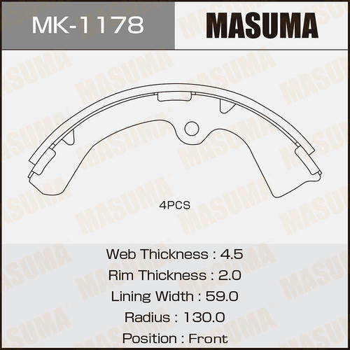 Колодки тормозные барабанные Masuma, MK-1178