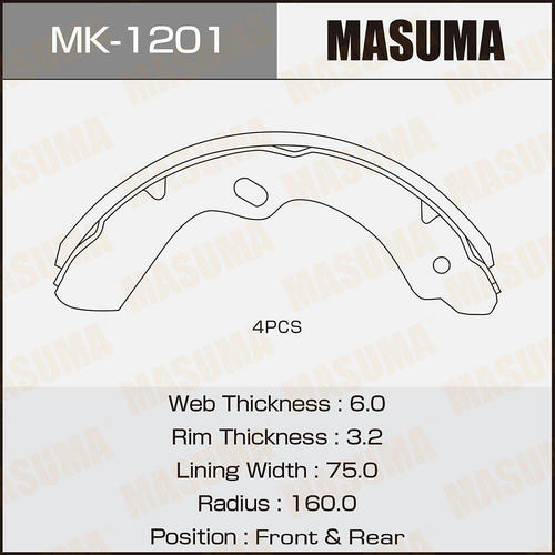 Колодки тормозные барабанные Masuma, MK-1201