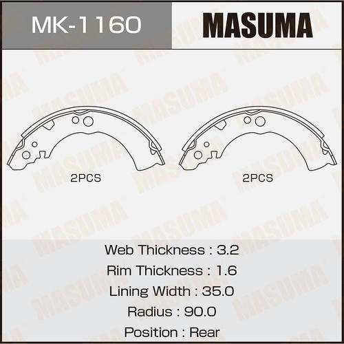Колодки тормозные барабанные Masuma, MK-1160
