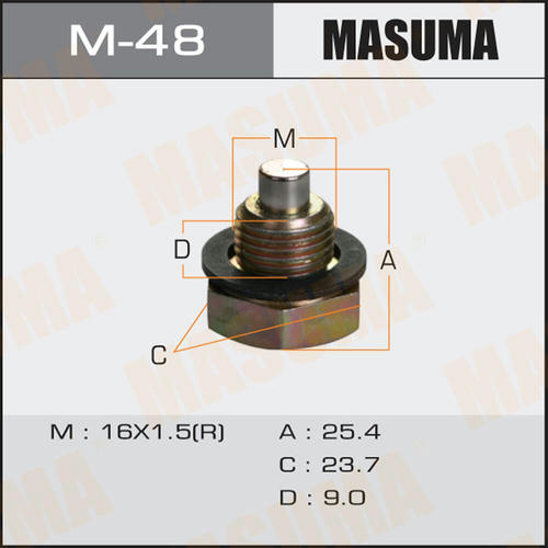 Болт (пробка) маслосливной Masuma с магнитом M16x1.5, M-48