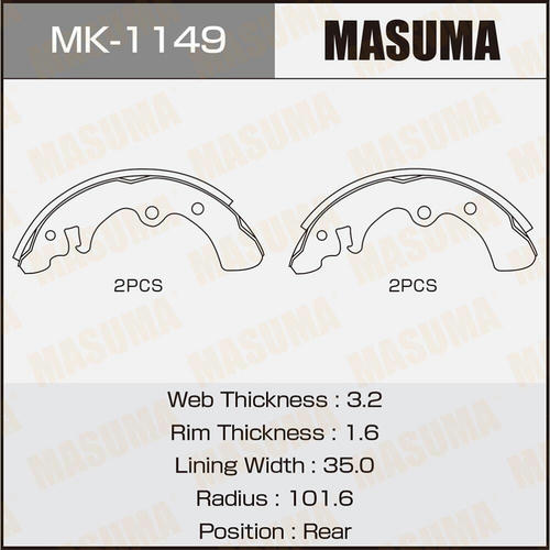 Колодки тормозные барабанные Masuma, MK-1149