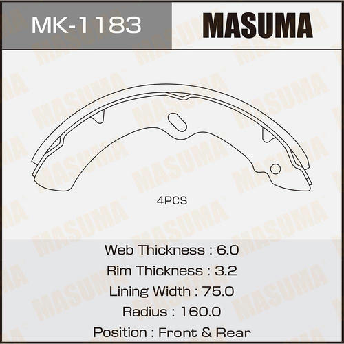 Колодки тормозные барабанные Masuma, MK-1183