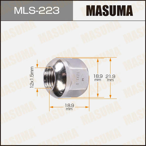 Гайка колесная Masuma M12x1.5(R) под ключ 19 открытая, MLS-223