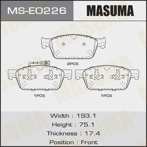 Колодки тормозные дисковые Masuma, MS-E0226