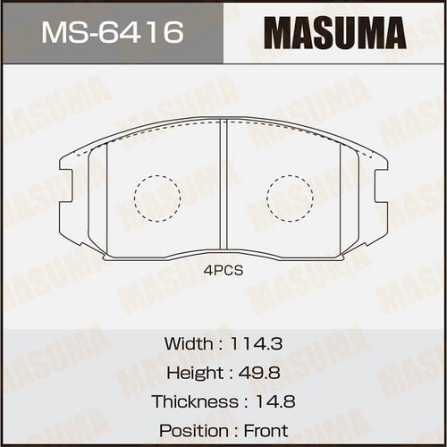Колодки тормозные дисковые Masuma, MS-6416