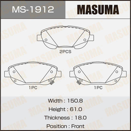 Колодки тормозные дисковые Masuma, MS-1912