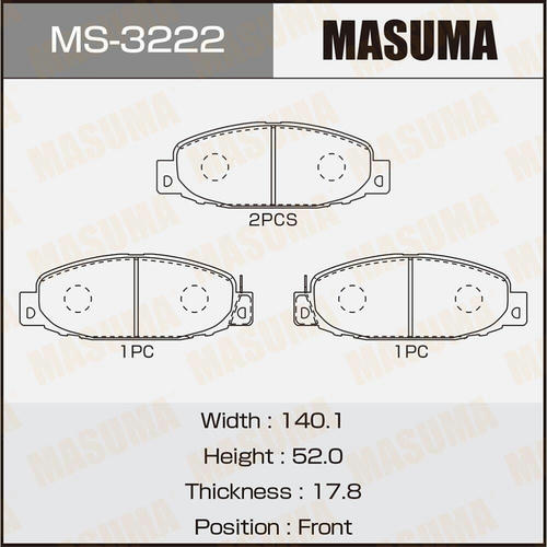 Колодки тормозные дисковые Masuma, MS-3222