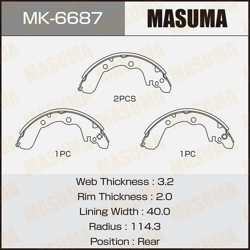 Колодки тормозные барабанные Masuma, MK-6687