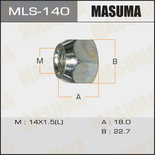 Гайка колесная Masuma M14x1.5(L) под ключ 23, открытая, MLS-140