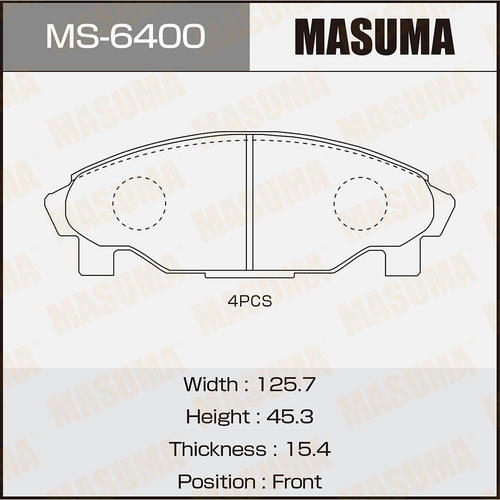 Колодки тормозные дисковые Masuma, MS-6400