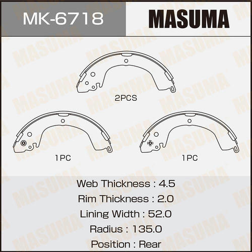Колодки тормозные барабанные Masuma, MK-6718