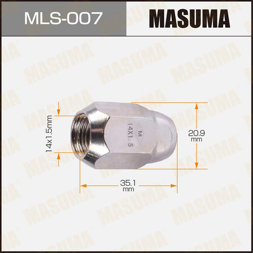 Гайка колесная Masuma M14x1.5(R) под ключ 21, MLS-007