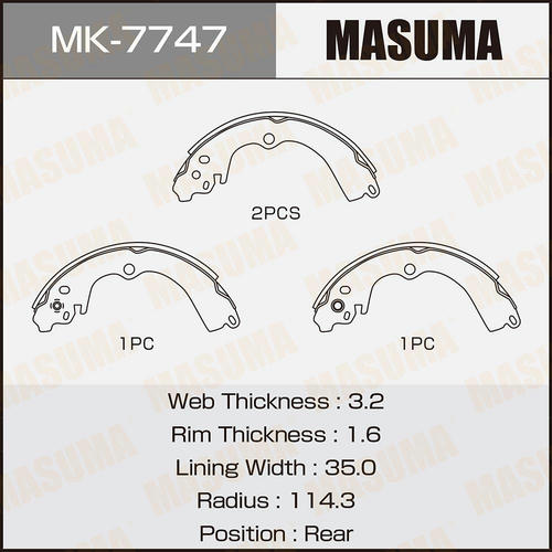 Колодки тормозные барабанные Masuma, MK-7747