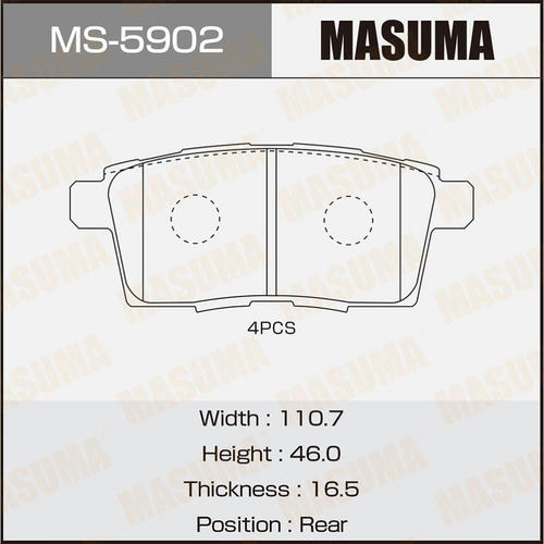 Колодки тормозные дисковые Masuma, MS-5902