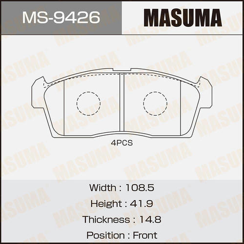 Колодки тормозные дисковые Masuma, MS-9426