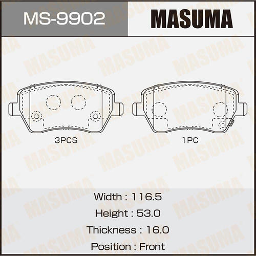 Колодки тормозные дисковые Masuma, MS-9902