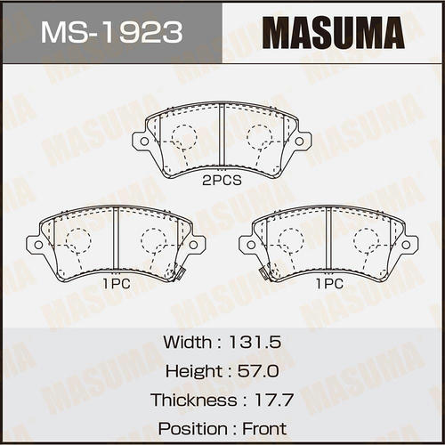 Колодки тормозные дисковые Masuma, MS-1923