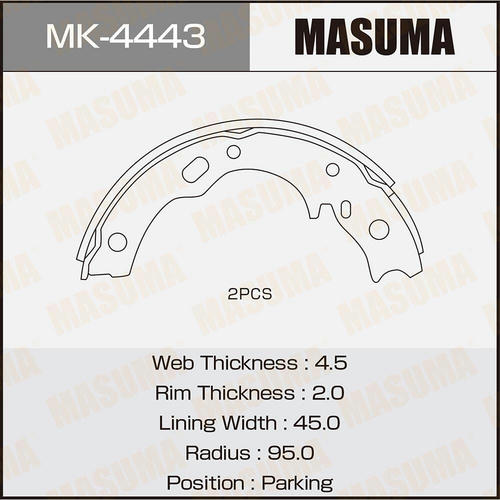 Колодки тормозные барабанные Masuma, MK-4443