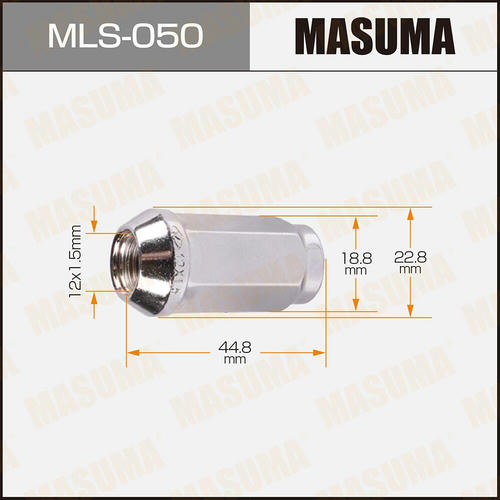 Гайка колесная Masuma M12x1.5(R) под ключ 19, MLS-050
