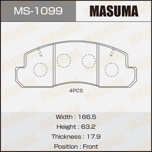 Колодки тормозные дисковые Masuma, MS-1099