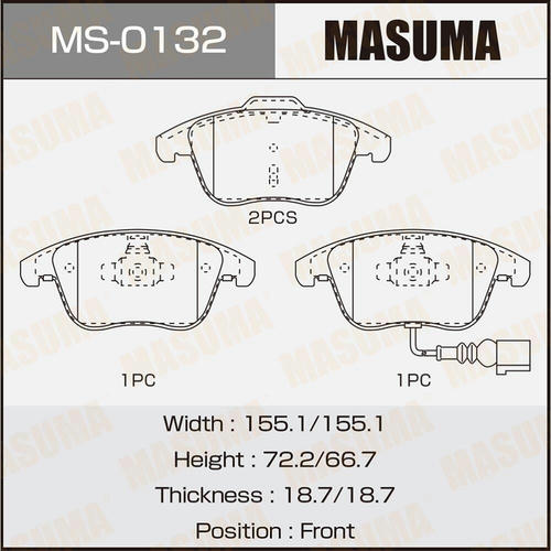 Колодки тормозные дисковые Masuma, MS-0132