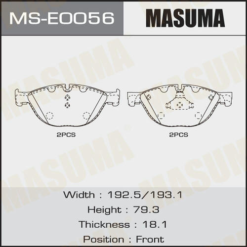 Колодки тормозные дисковые Masuma, MS-E0056