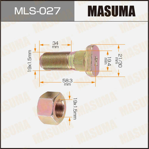 Шпилька колесная M19x1.5(R) Masuma, MLS-027