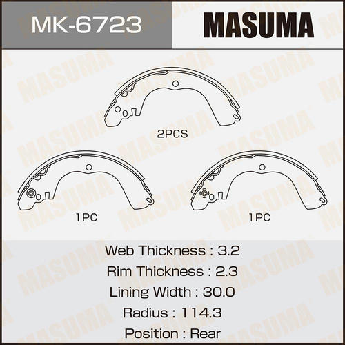 Колодки тормозные барабанные Masuma, MK-6723