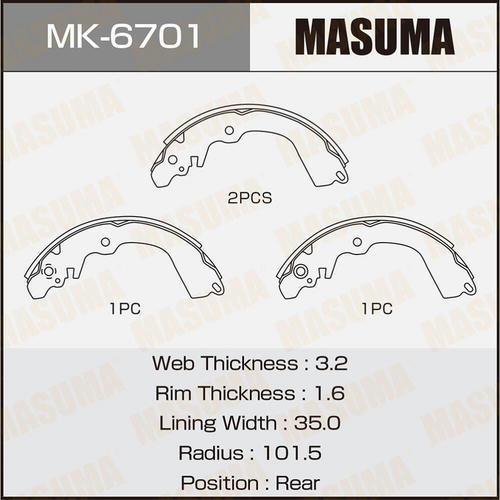 Колодки тормозные барабанные Masuma, MK-6701