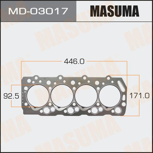 Прокладка ГБЦ (графит-эластомер) Masuma толщина 1,60 мм, MD-03017