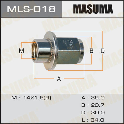 Гайка колесная Masuma M14x1.5(R) под ключ 21, с шайбой 30мм, MLS-018