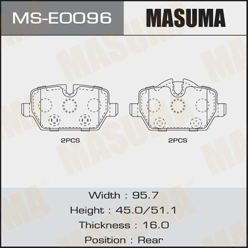 Колодки тормозные дисковые Masuma, MS-E0096