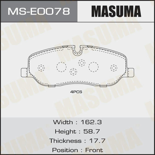 Колодки тормозные дисковые Masuma, MS-E0078