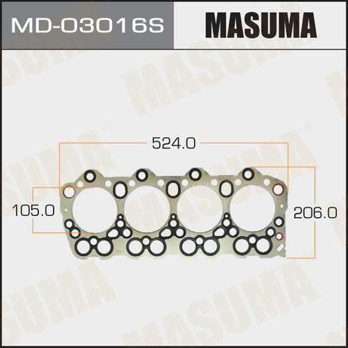 Пятислойная прокладка ГБЦ (металл-эластомер) Masuma толщина 1,41мм, MD-03016S