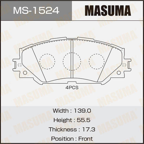 Колодки тормозные дисковые Masuma, MS-1524