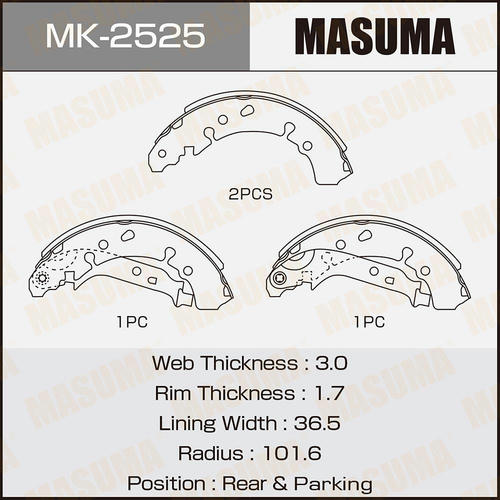 Колодки тормозные барабанные Masuma, MK-2525