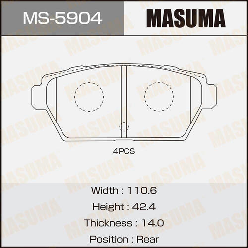 Колодки тормозные дисковые Masuma, MS-5904