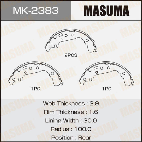 Колодки тормозные барабанные Masuma, MK-2383
