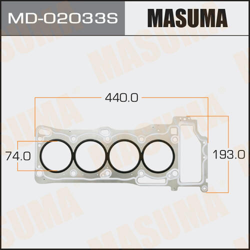 Двухслойная прокладка ГБЦ (металл-эластомер) Masuma толщина 0,50мм, MD-02033S