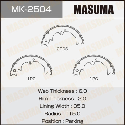 Колодки тормозные барабанные Masuma, MK-2504