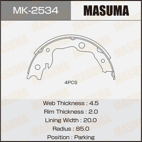 Колодки тормозные барабанные Masuma, MK-2534