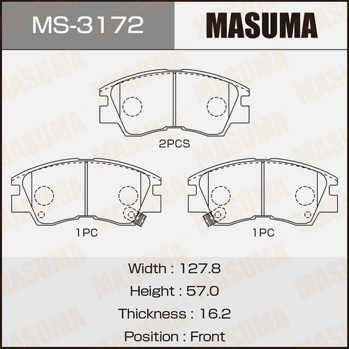 Колодки тормозные дисковые Masuma, MS-3172