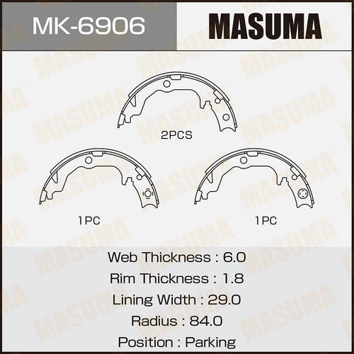 Колодки тормозные барабанные Masuma, MK-6906