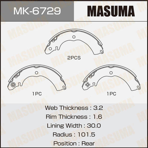 Колодки тормозные барабанные Masuma, MK-6729