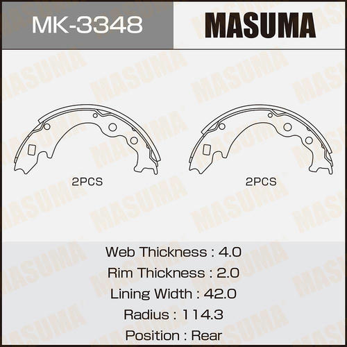 Колодки тормозные барабанные Masuma, MK-3348