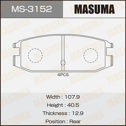 Колодки тормозные дисковые Masuma, MS-3152