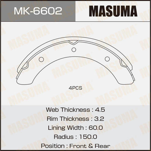 Колодки тормозные барабанные Masuma, MK-6602