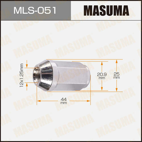 Гайка колесная Masuma M12x1.25(R) под ключ 21, MLS-051